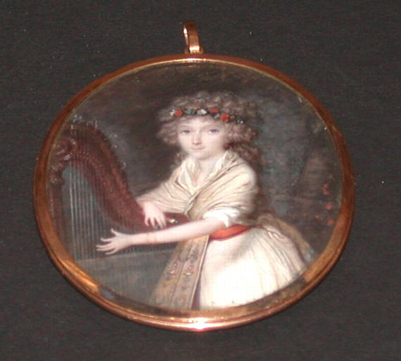 Madame Adélaïde d'Orléans (1777-1847), soeur du roi Louis-Philippe, jeune, jouant de la harpe