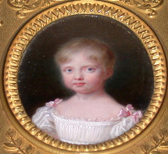Marie-Caroline de Bourbon-Siciles, duchesse de Berry (1798-1870) entre sa fille, Louise Marie Thérèse d'Artois (1819-1864) et son fils, Henri Dieudonné d'Artois, comte de Chambord (1820-1883)