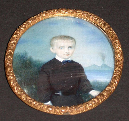 Louis prince de Condé (1845-1866), fils du duc d'Aumale, devant le Vésuve, à l'âge de 6 ans