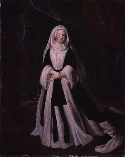 Portrait de Louise-Françoise de Bourbon, dite Mlle de Nantes, princesse de Condé (1673-1743), épouse de Louis III de Bourbon-Condé, en habit de deuil noir et blanc