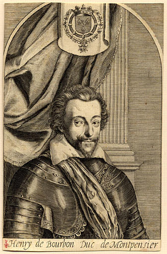 Portrait de Henry de Bourbon duc de Montpensier (1573-1608), en cuirasse, surmonté de ses armoiries