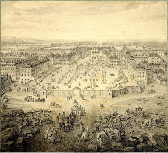 Vue générale de Versailles du côté de la Place d'Armes vers 1722