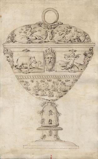 COUPE A MIEL AVEC COUVERCLE, PIED EN FORME DE RUCHE, ABEILLES SORTANT DE LA RUCHE ET BUTINANT, AMOUR ENDORMI ET ENTOURE D'ABEILLES, AMOUR POURSUIVI PAR LES ABEILLES ET SE REFUGIANT VERS SA MERE, ELEPHANT, MACARONS