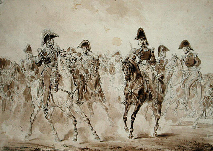 Le roi Charles X et sa maison militaire, avec le dauphin