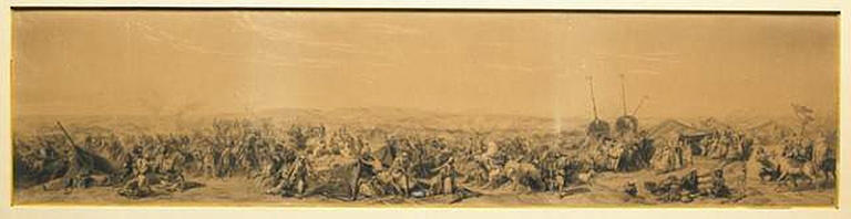 Prise de la Smalah d'Abd-el-Kader par le duc d'Aumale en 1843, copie du tableau de Horace Vernet exposé au Salon de 1845
