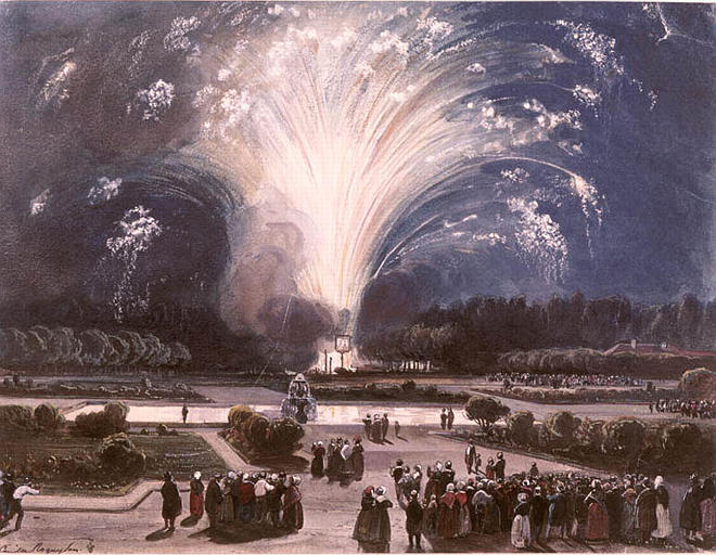 Feu d'artifice à Fontainebleau, à l'occasion du mariage du duc de Chartres (1810-1842) , en 1837