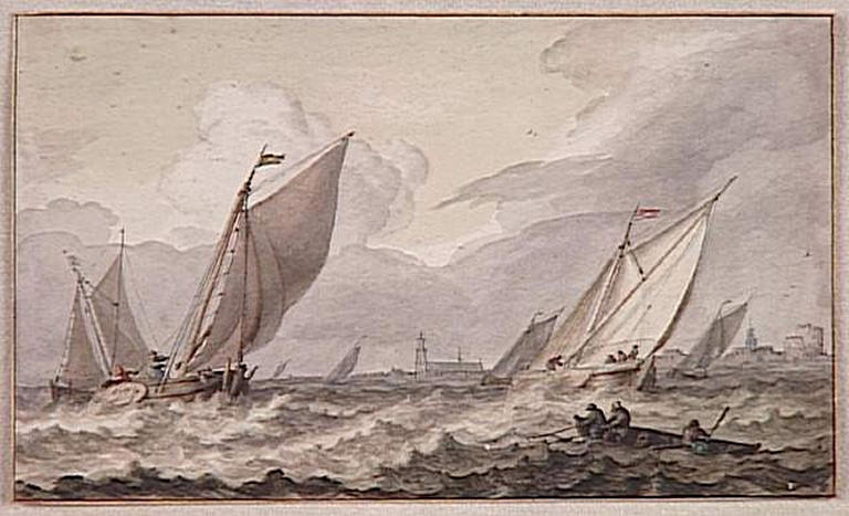 Bateaux de pêche devant la côte