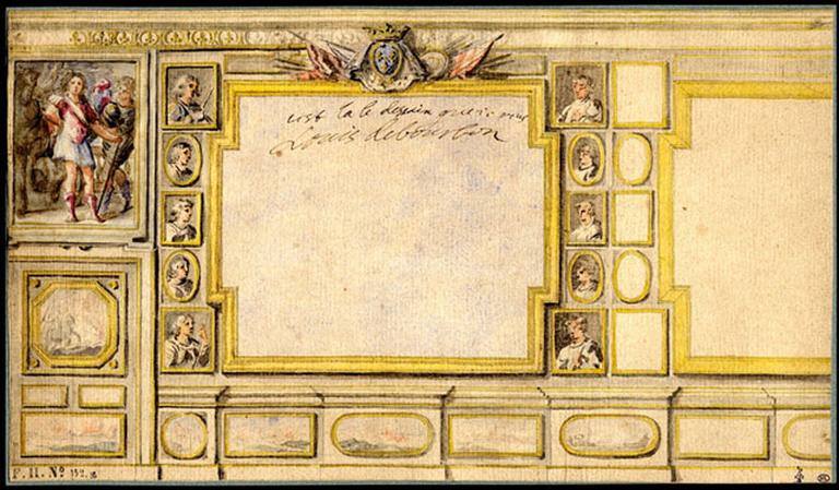 Projet de boiserie pour une galerie de tableaux (la Galerie des Actions de M. le prince à Chantilly ? )