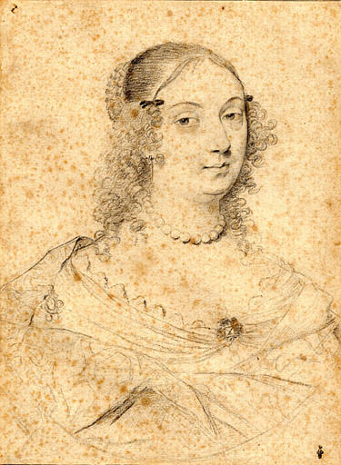 Jeune femme tournée de trois-quarts à droite portant des papillotes sur les tempes (Louise-Marie de Gonzague, reine de Pologne)