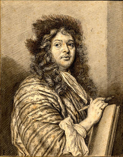 Homme en buste dessinant : Peter Lely ? (1618-1681) ou Claude Lefebvre ?