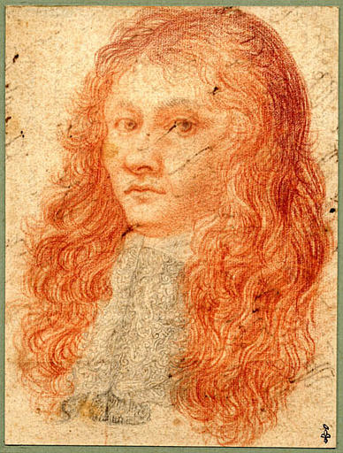 Homme en buste de profil avec jabot de dentelle