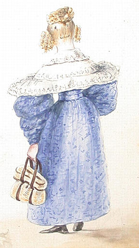 Portrait en pied de la princesse Louise, sa soeur, depuis reine des Belges (1812-1850), vue de dos