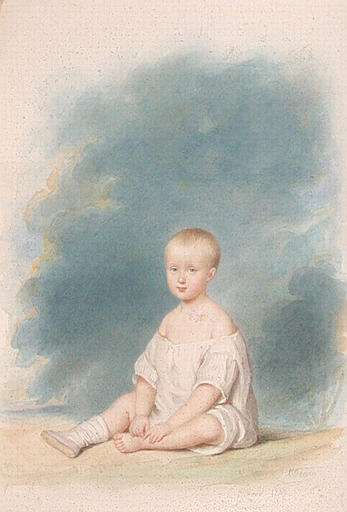 Louis d'Orléans prince de Condé (1845-1866) âgé de deux ans, assis par terre