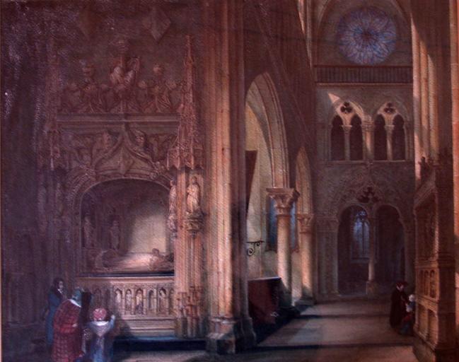 INTERIEUR D'EGLISE AVEC TOMBEAU