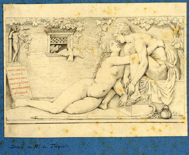 Couple enlacé et colombes