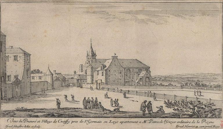 Veue du Prieuré et Village de Croissy pres de St Germain en Laye apartenant a Mr Patrocle Escuyer ordinaire de la Reyne