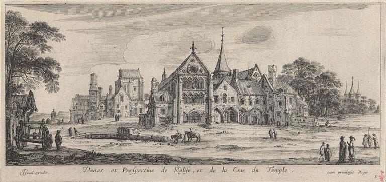 Veües et Perspective de l'Esglise, et de la Cour du Temple