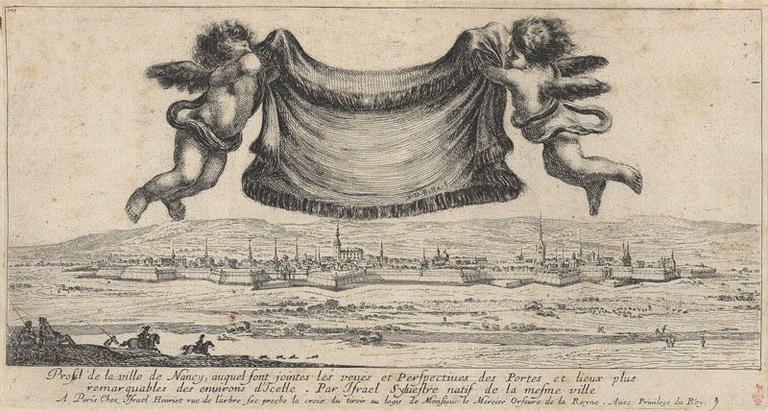 Profil de la ville de Nancy auquel sont jointes les veuës et perspectives des portes et lieux plus remarquables des environs d'Icelle. Par Israel Silvestre natif de la mesme ville