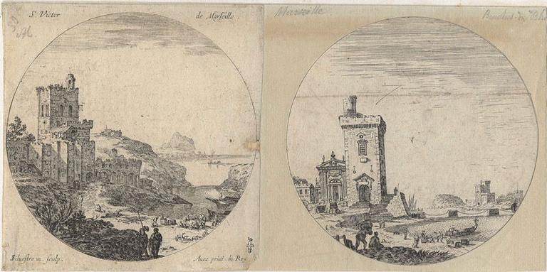 St Victor de Marseille et vue de la Tour du port de Marseille