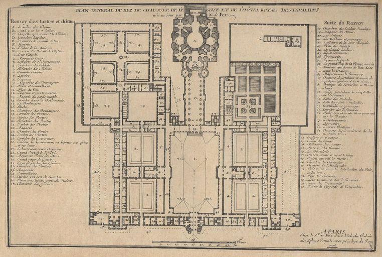 Plan général du rez-de-chaussée de l'église et de l'hôtel royal des Invalides