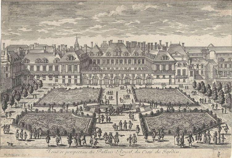 Veüe et perspective du Pallais Royal, du costé du jardin