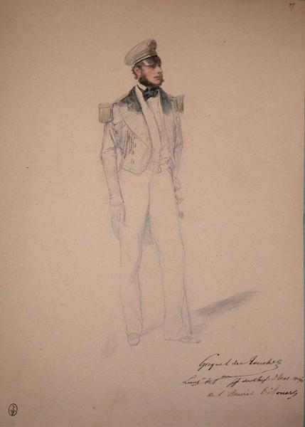 Gicquel des Touches, lieutenant de Vaisseau faisant fonction de chef d'Etat major de l'Amiral Tréhouart ; Siège de Rome de 1849 (en 3 tomes)