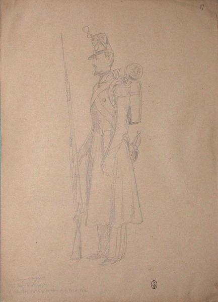 Le sergent Vincent, en tenue de campagne, le schako doit être couvert de toile cirée ; Siège de Rome de 1849 (en 3 tomes)