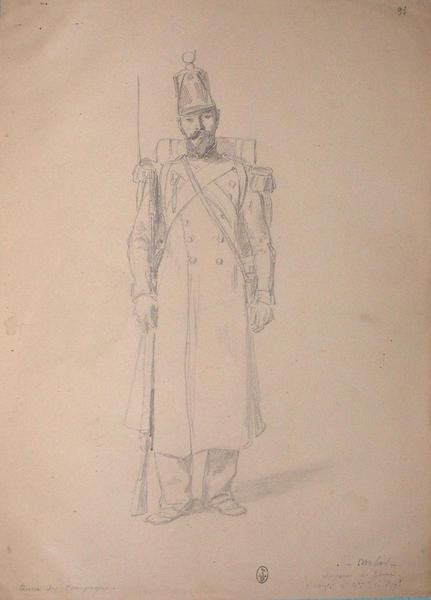 Carlier, sapeur du génie, en tenue de campagne, 2e compagnie 2e bataillon, 1er régiment ; Siège de Rome de 1849 (en 3 tomes)