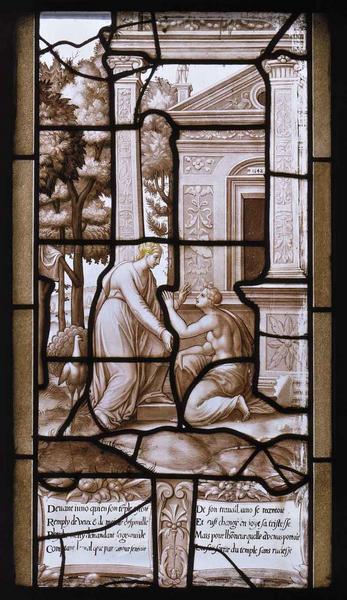 Histoire de Psyché (26) : Psyché arrive devant le temple de Junon richement décoré. Pour la même raison que Cérès, Junon, à contrecoeur, l'éconduit