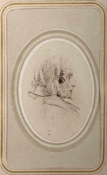 Portrait de la reine Marie-Amélie (1782-1866), de profil, avec un bonnet de dentelles