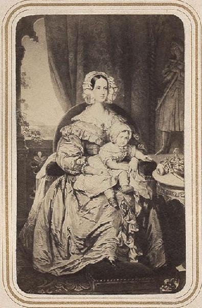 Portrait de Marie d'Orléans, duchesse de Wurtemberg (1813-1839), tenant sur ses genoux son fils Philippe dans les langes