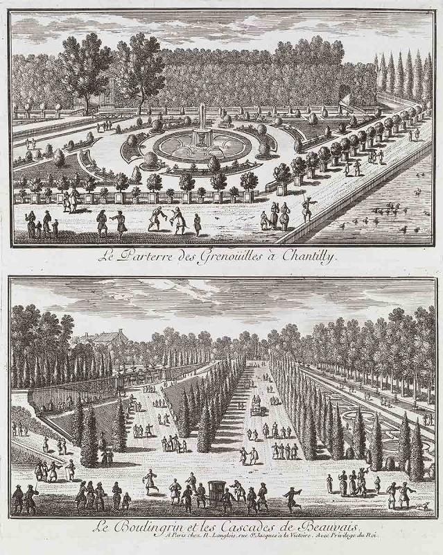 Le Parterre des Grenouilles à Chantilly. / Le Boulingrin et les Cascades de