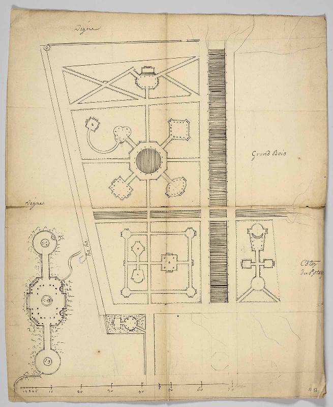 Projet de jardins situés entre la Vigne, le Grand Bois, les côtes du Potager et le Ha ha