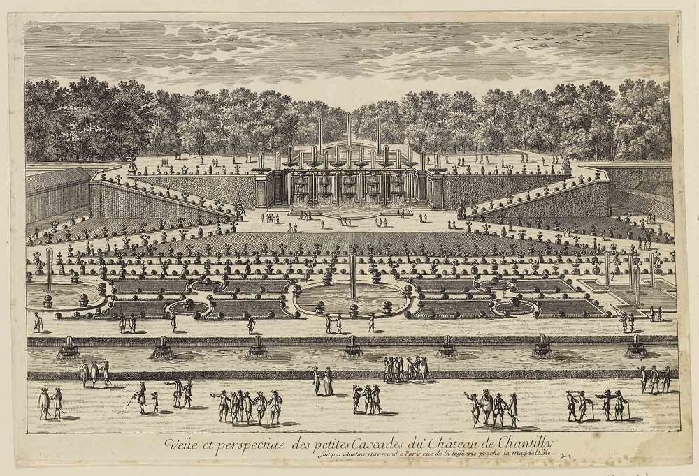 Veüe et perspective des petites Cascades du Château de Chantilly