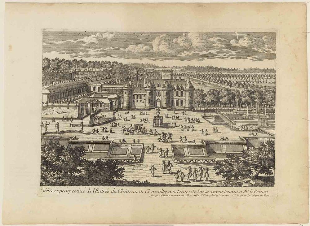 Veüe et perspective de l'Entrée du Château de Chantilly a 10 Lieües de Paris appartenant a Mr. le Prince