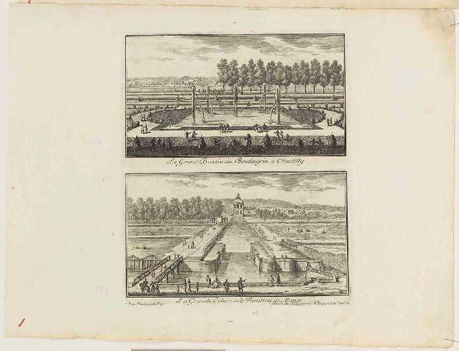 Le Grand Bassin du Boulingrin à Chantilly / La Grande Ecluse et le Pavillon de Manse