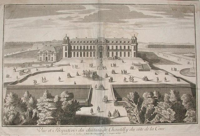 Vüe et perspective du château de Chantilly du côté de la Cour.
