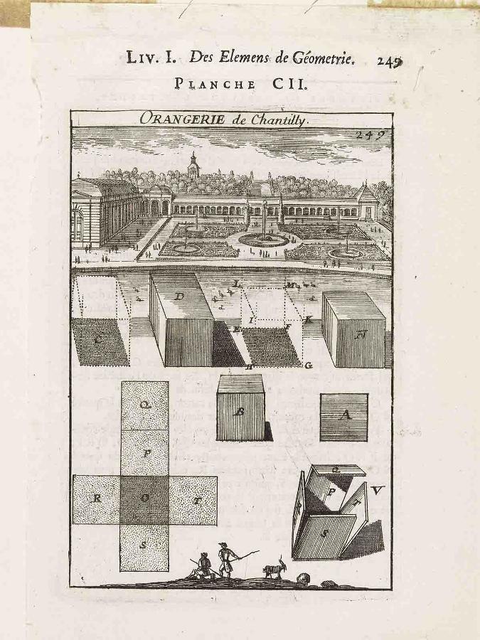 La Géométrie pratique : PLANCHE CII. ORANGERIE de Chantilly LIV. I. Des élémens de Géométrie. / 149 La géométrie pratique, Paris, Anisson, 1702, p.253