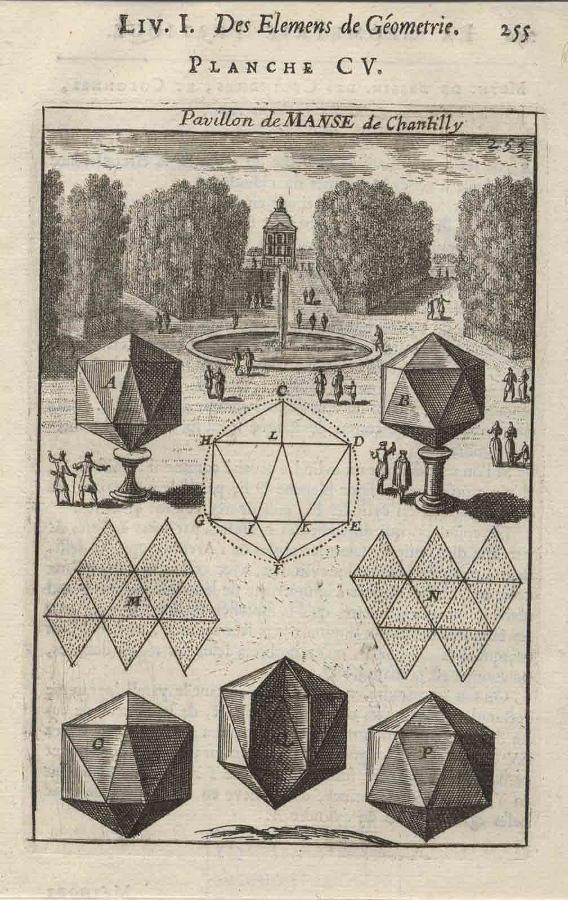 La Géométrie pratique : PLANCHE CV. Pavillon de MANSE à Chantilly LIV. I. Des élémens de Géométrie. / 255