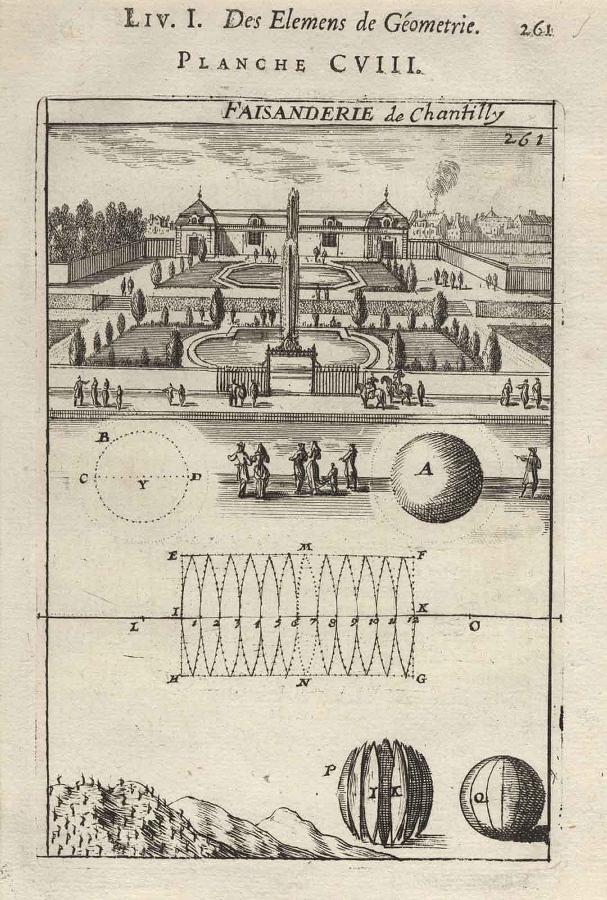 La Géométrie pratique : PLANCHE CVIII. FAISANDERIE de Chantilly LIV. I. Des élémens de Géométrie. / 261 R iij