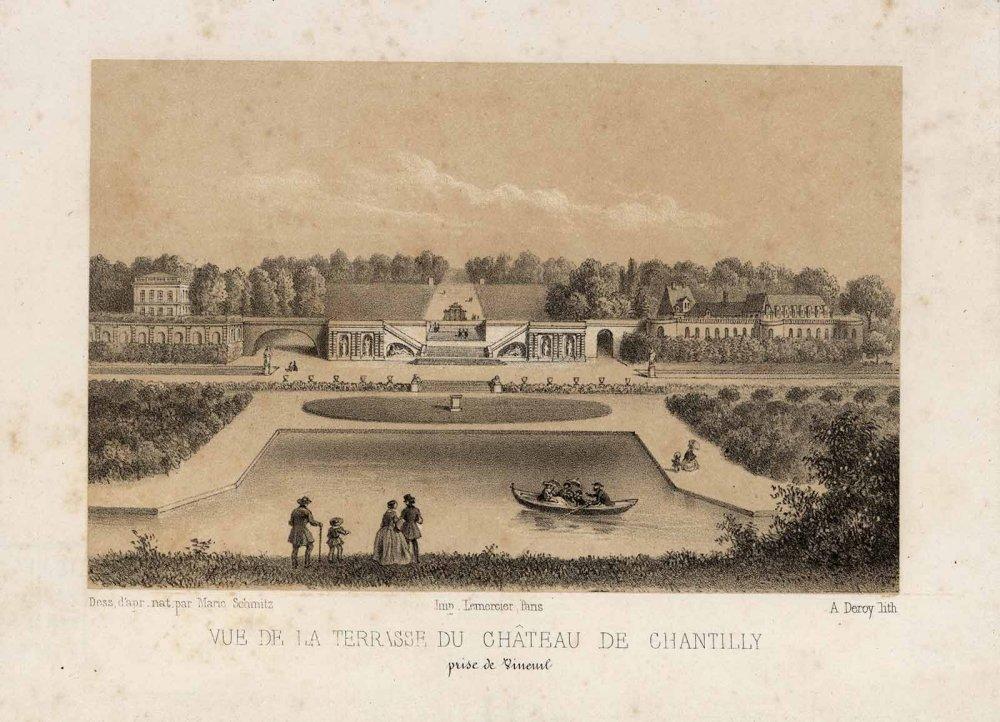 VUE DE LA TERRASSE DU CHATEAU DE CHANTILLY / prise de Vineuil