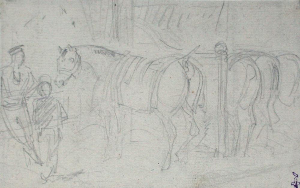 A little Mare and a Pony ; Album de dessins : Voyage en Angleterre, Quadrille de Marie Stuart et Camp de Lunéville, volume in-folio oblong, maroquin rouge.