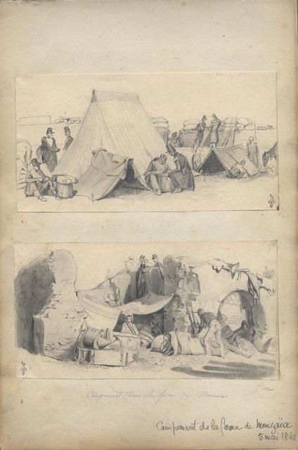 Campement dans la ferme de Mouzaïa 5 mai 1840