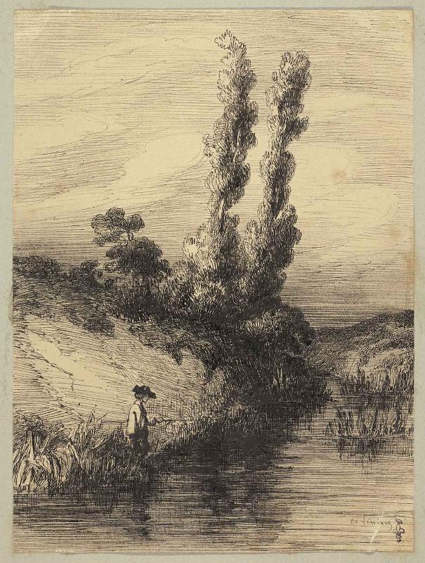 Paysage avec un pêcheur