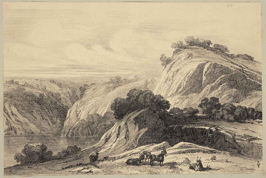 Paysage avec un troupeau de chèvres