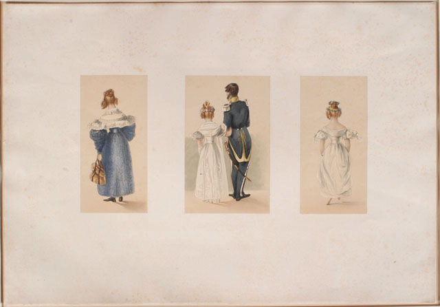 Triple étude de Louise d'Orléans (Palerme, 1812-1850), reine des Belges, de dos
