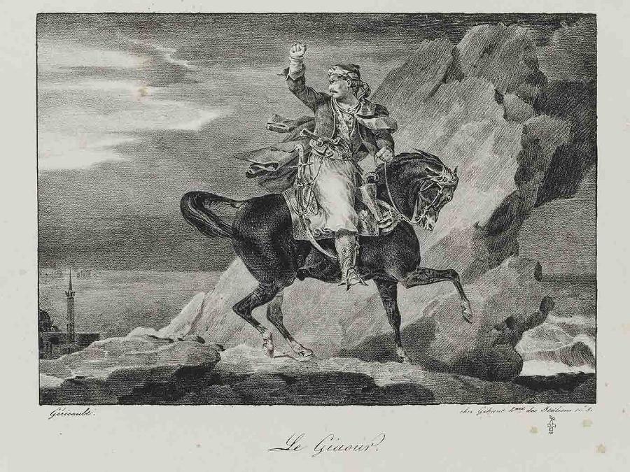 Suite de quatre lithographies d'oeuvres de Byron : Le Giaour