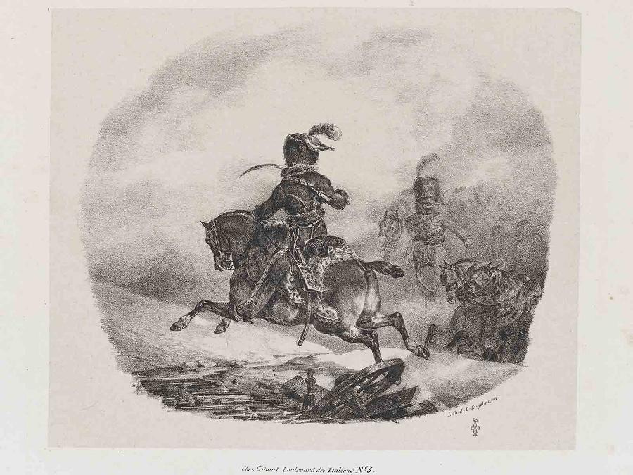 Suite de sept planches : Officier d'artillerie légère de la garde impériale