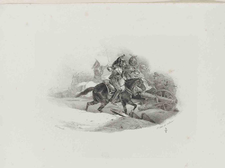 Suite de huit petites pièces : Cuirassiers chargeant une batterie d'artillerie russe