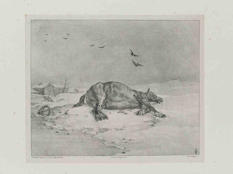 Suite de cinq lithographies : Le cheval mort